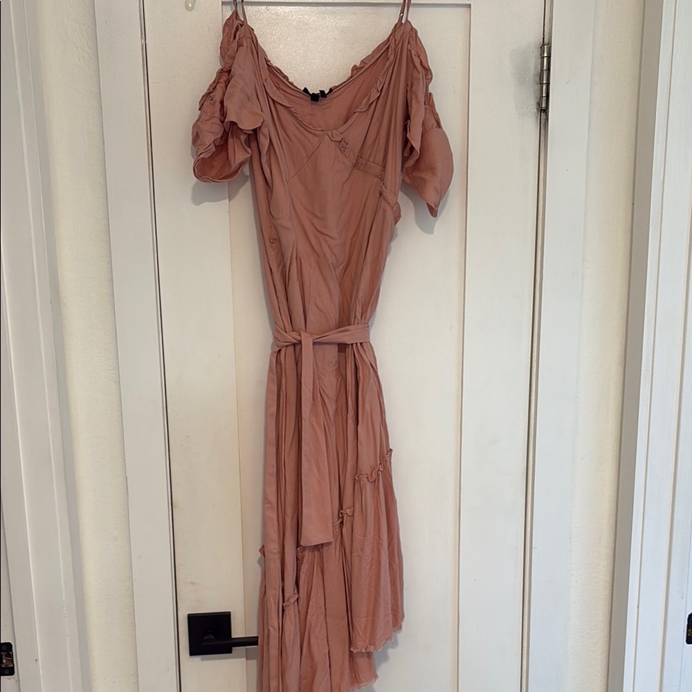 PAIGE Pink Ruffled Tie Front Sundress